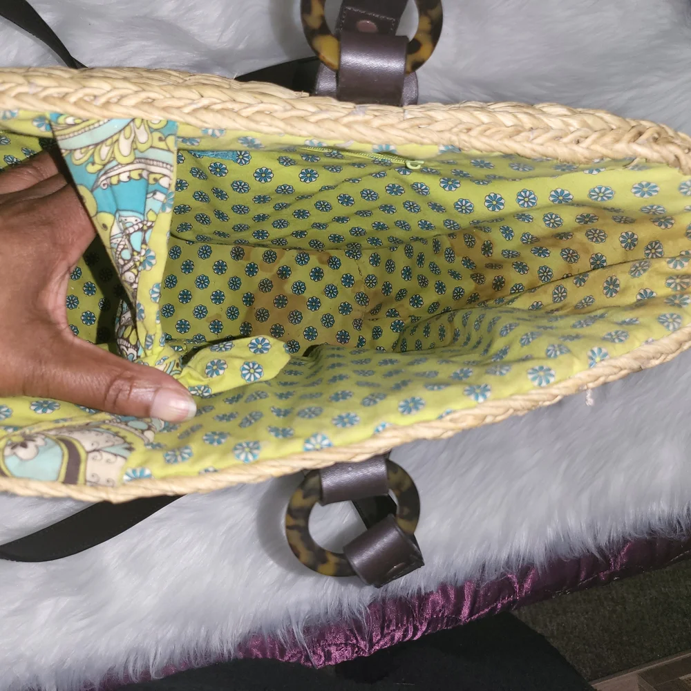 Vera Bradley Blue and Green Paisley Woven Tote
